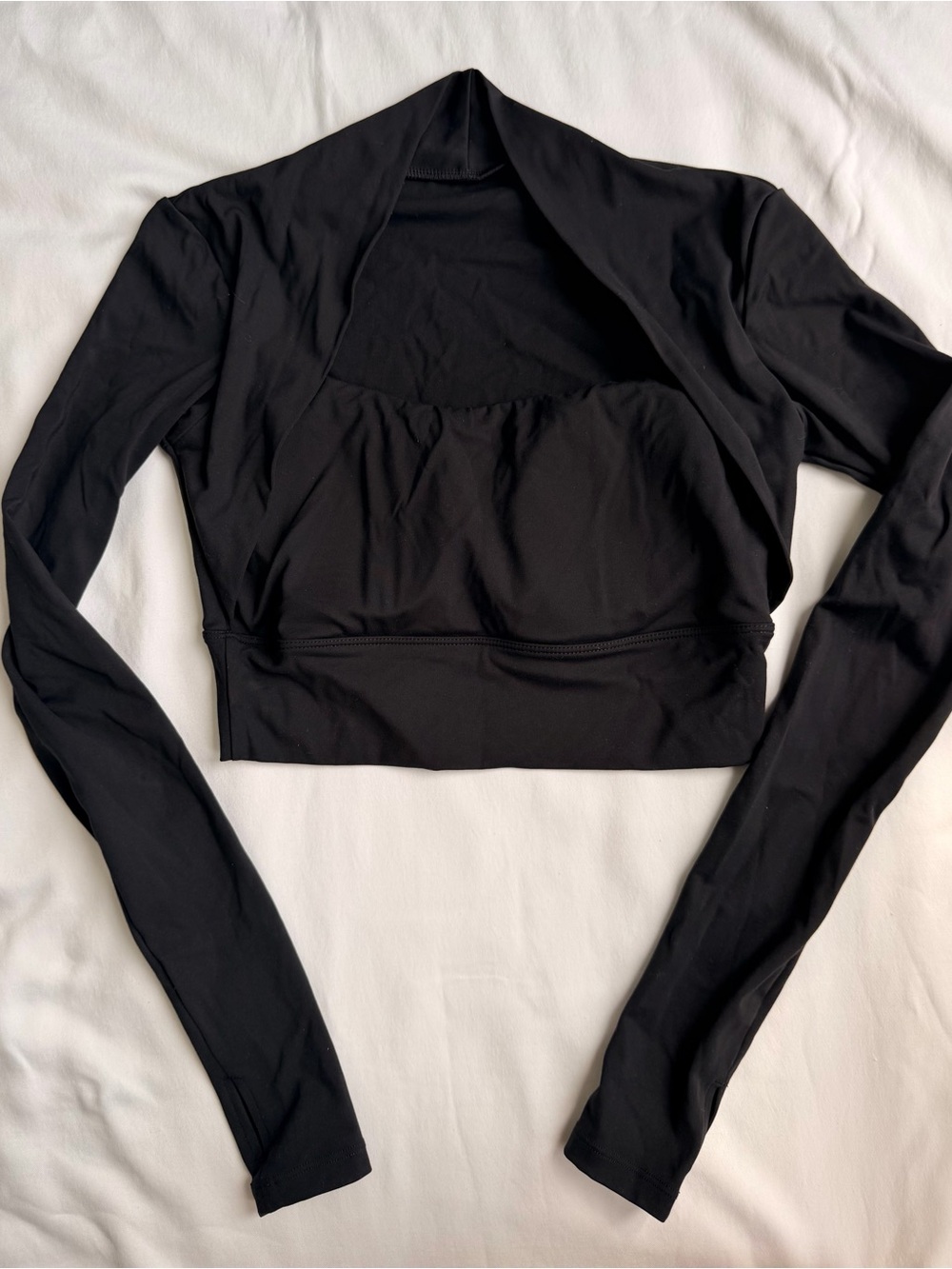 Halara Black 2-in-1 Long Sleeve Crop Sports Top Built In Bra XS